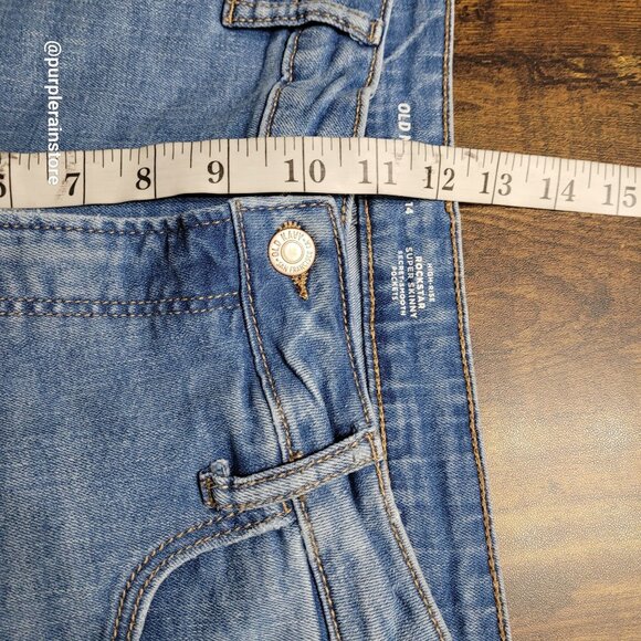 Old Navy Jeans 14 Rockstar Hi Rise Super Skinny Tummy Control Medium Light Wash - Picture 8 of 11